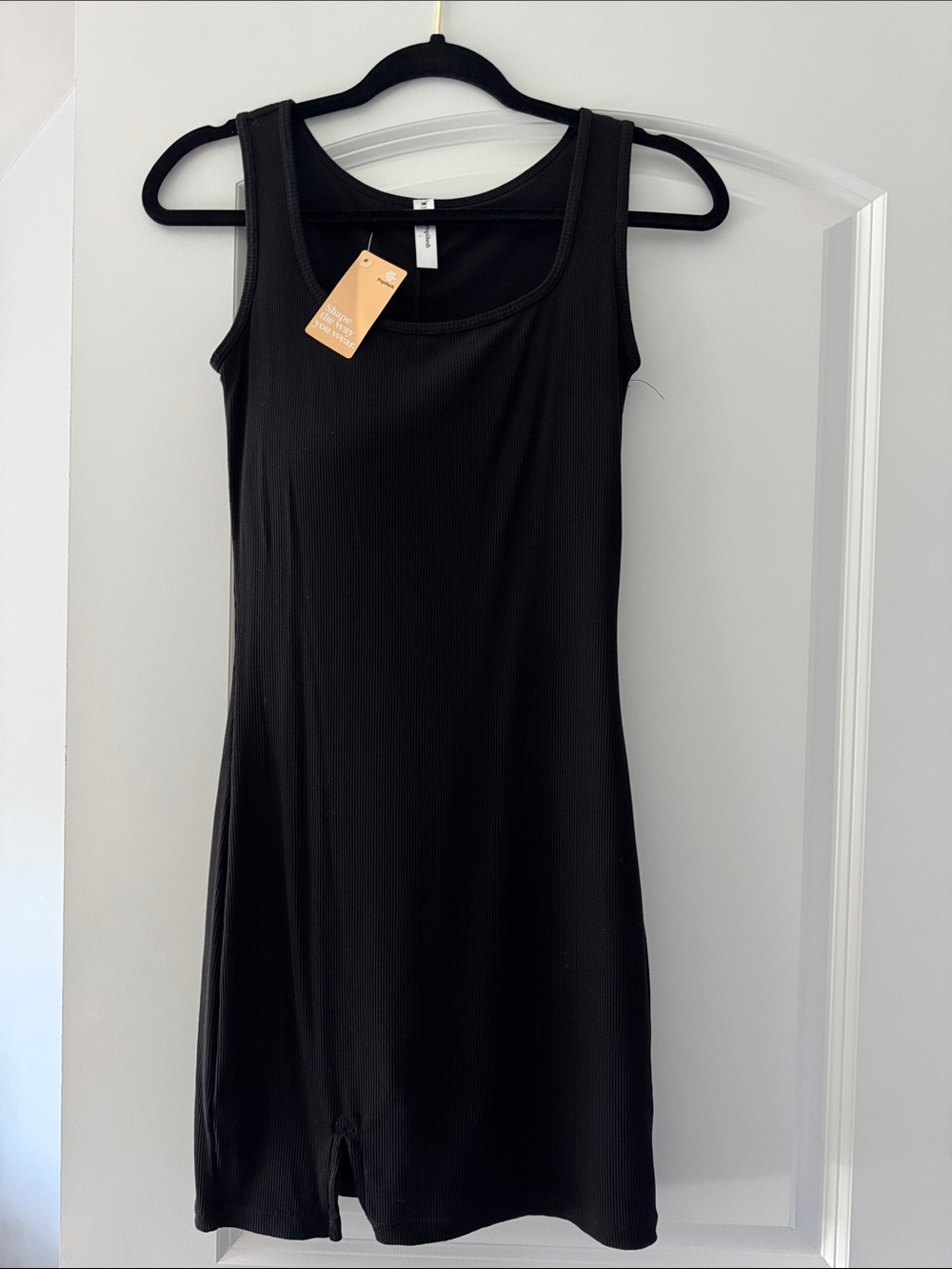 Black Ribbed shape wear Tank Dress Popilush